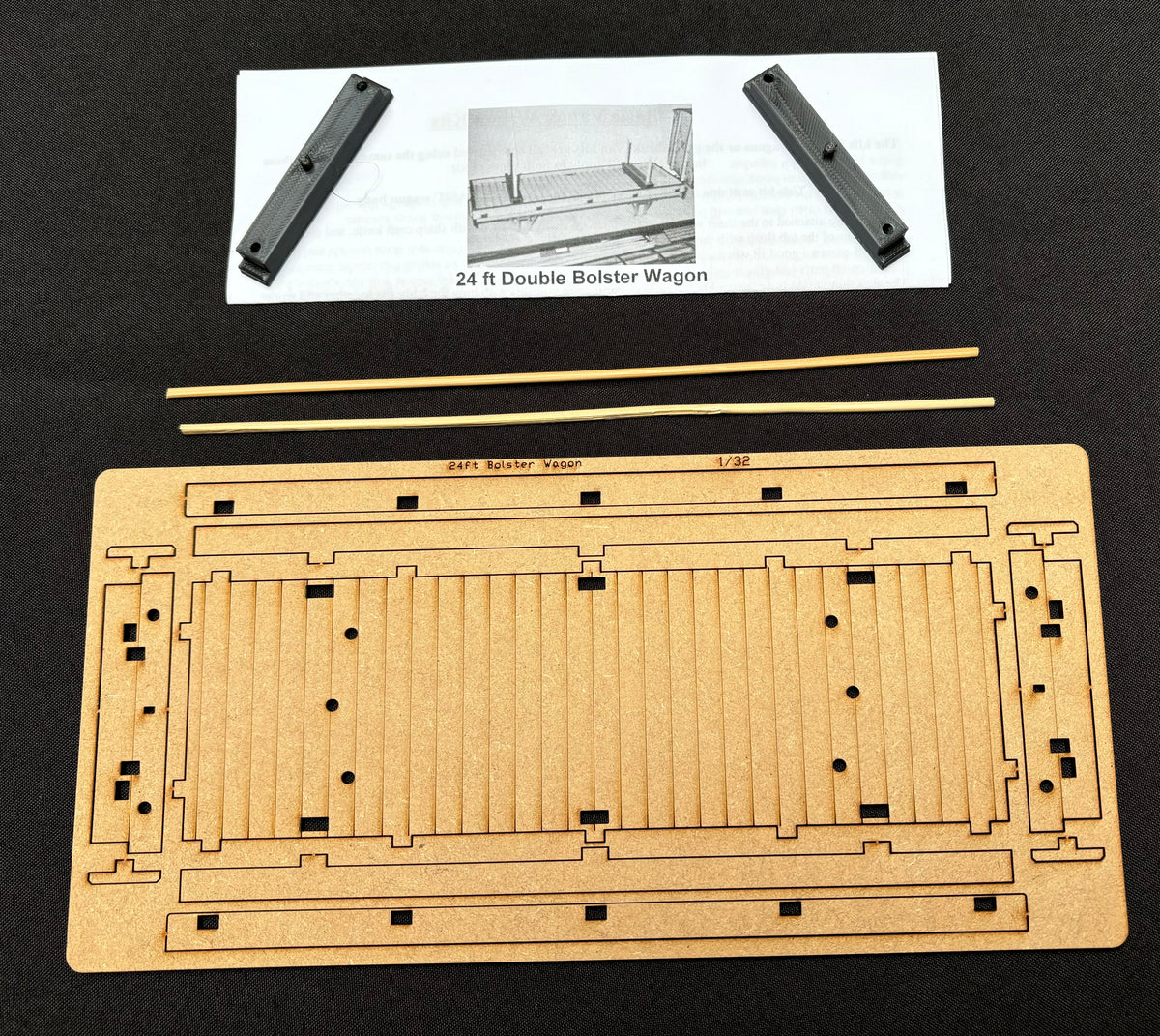 50% Off - Ken West - Gauge 1/1;32nd scale 24ft Double Bolster wagon - Body Kit