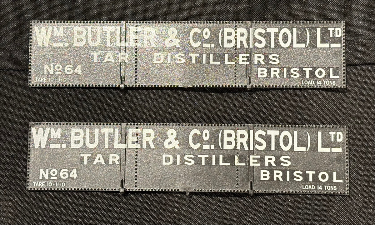 NFS Gauge 1 - 1:32nd scale W.M Butler & Co (Bristol) LTD Tank wagon exhibition sides x 2