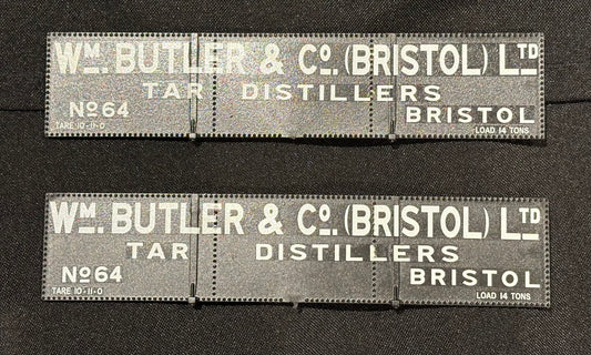 NFS Gauge 1 - 1:32nd scale W.M Butler & Co (Bristol) LTD Tank wagon exhibition sides x 2