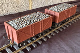 2 x Gauge 1 - 10mm Scale 7 Plank Coal Wagons.