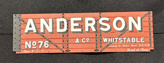 Northern Finescale Gauge 1 1;32nd scale 7 Plank wagon exhibition side “ANDERSON & CO”