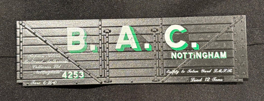 Northern Finescale Gauge 1 1;32nd scale 7 Plank wagon exhibition side “B.A.C. Nottingham”